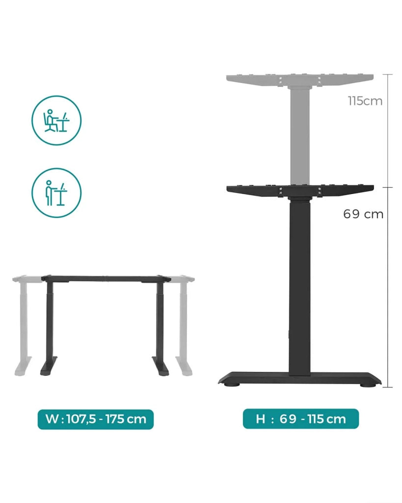 Telaio per scrivania elettrico gambe per scrivania sit-stand senza piano del tavolo con gancio regolabile in altezza in continuo funzione memory acciaio nero 12_0004700