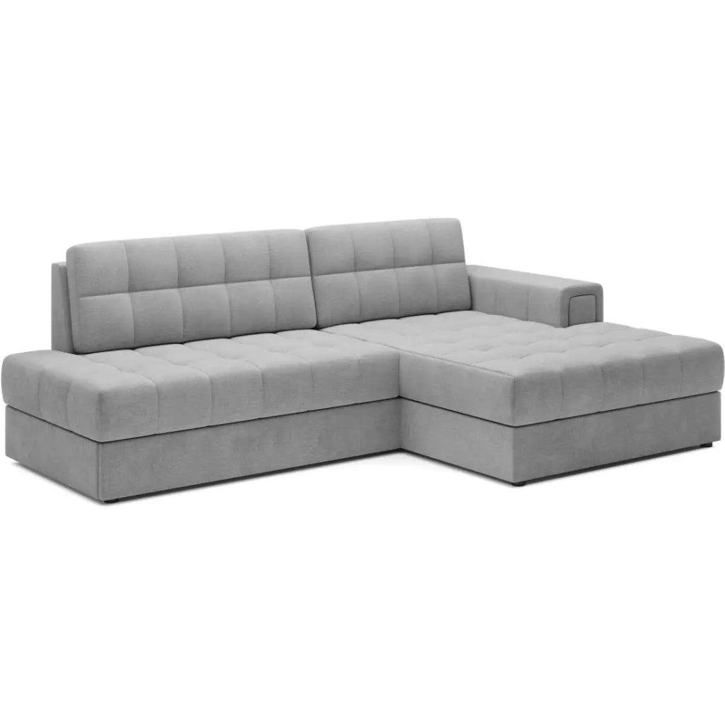 Divano angolare trasformabile CUBITO grigio 240 cm con contenitore e letto
