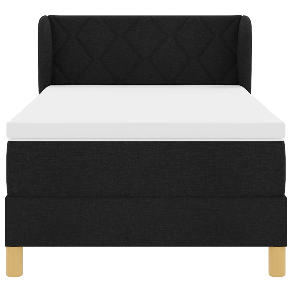 letto a box spring  con materasso nero 90x200 cm in tessuto