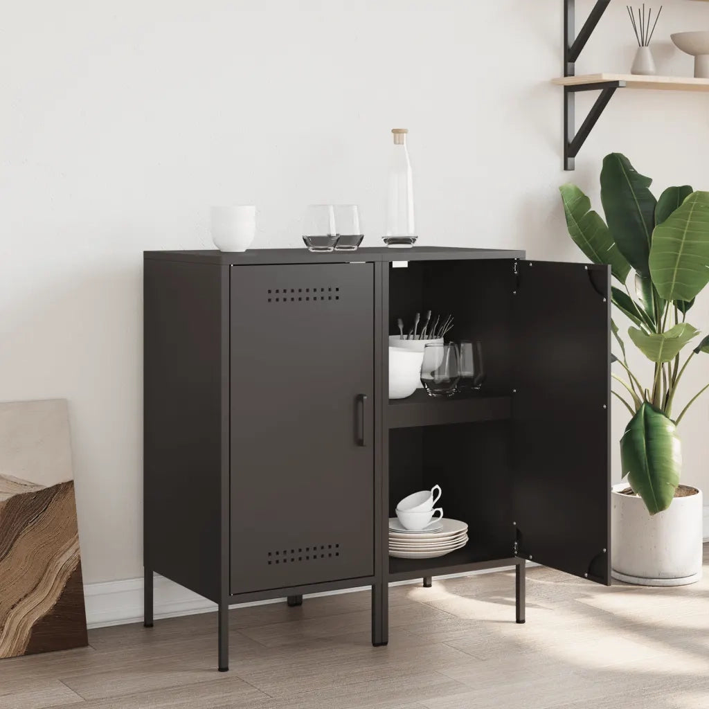 Credenze 2 pz | Madia | Buffet da pranzo | Armadio da pranzo Nere 36x39x79 cm in Acciaio