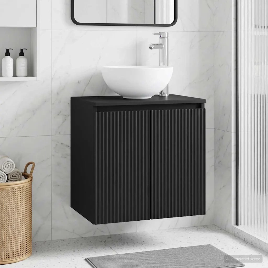 Mobile Lavabo da Parete Nero 49,5 x 41 x 64,5 cm