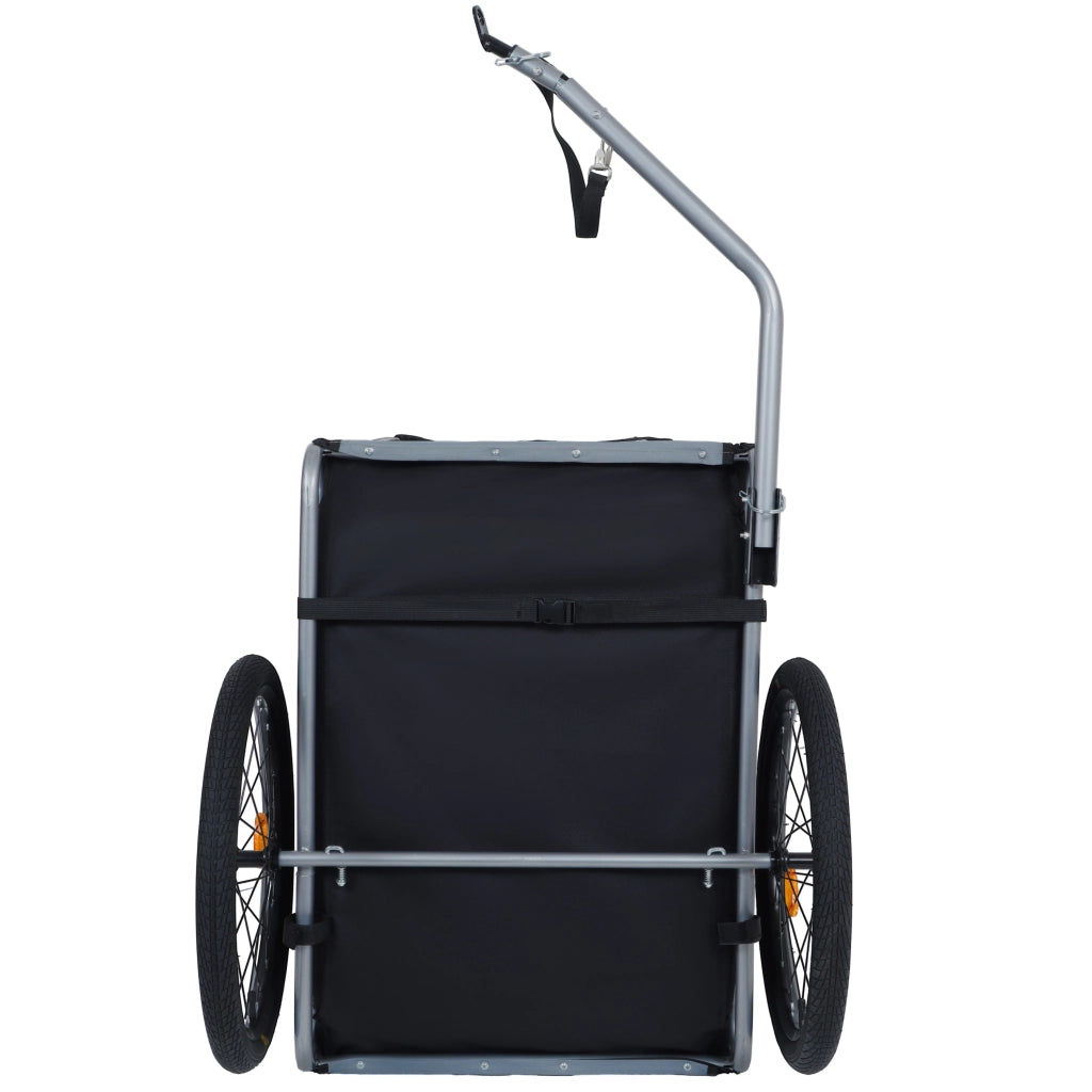 Rimorchio bici per cani fino a 40 kg nero/grigio con copertura antipioggia e rete