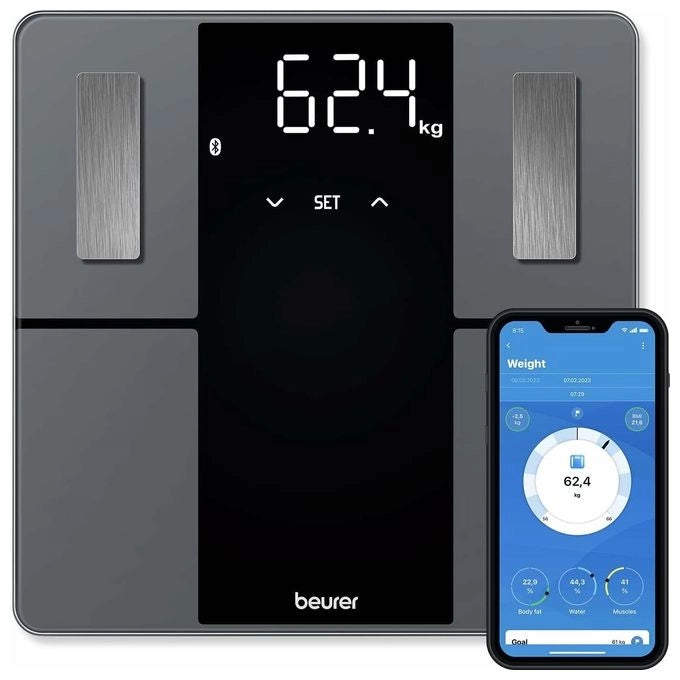 Beurer BF 500 BT Super Black Edition Bilancia Diagnostica Elegante con Funzione Bluetooth