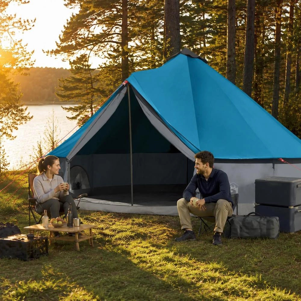 Tipi Family Tent For 6 People, Blue, Waterproof
