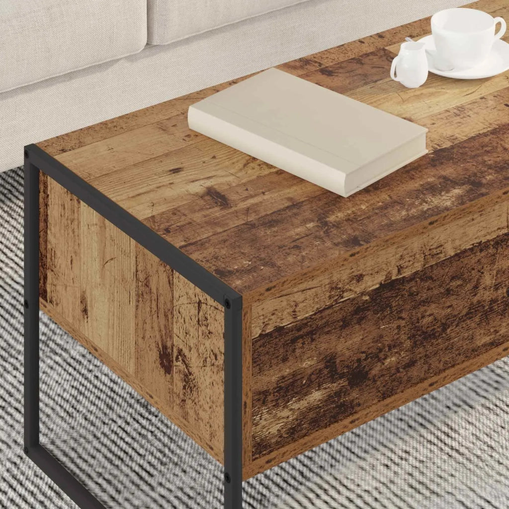 Tavolino da salotto | Tavolino da caff¨¨ | Tavolino da Soggiorno con cassetto Legno vecchio 100 x 46 x 40 cm