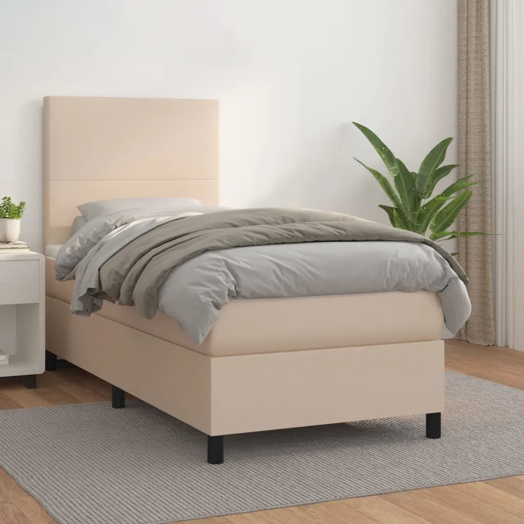 Giroletto a Molle con Materasso-Struttura Letto Cappuccino 90x190 cm Similpelle 489908