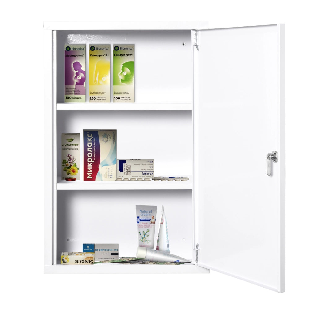 Armadietto Medicinale con 3 Scomparti ¨C zephmum ¨C 40x18x60 cm Bianco