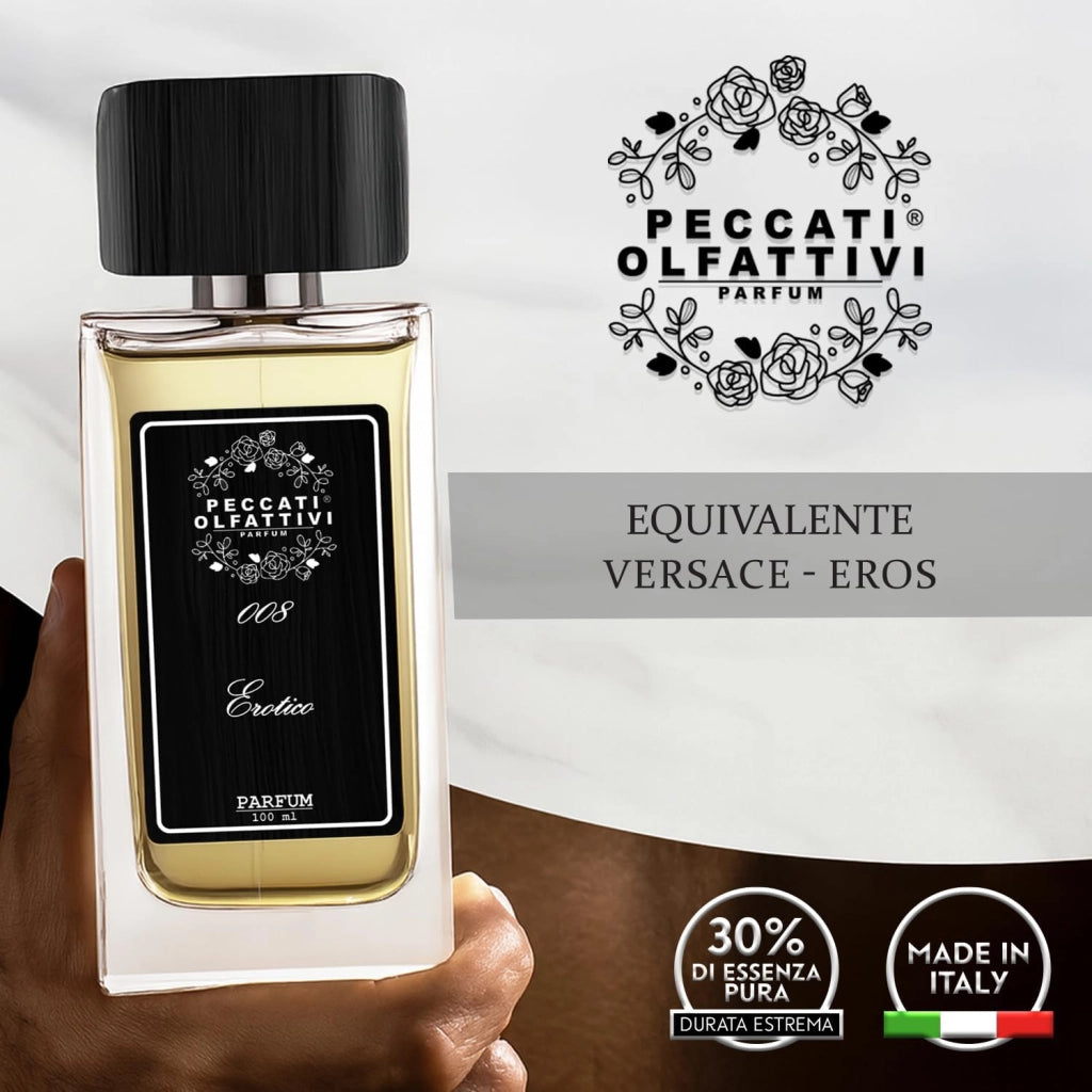 Peccati Olfattivi N.08 Profumo Uomo 100 ml – Parfum 30% Essenza Pura, Ispirato a Eros, Fragranza Maschile Intensa e Persistente