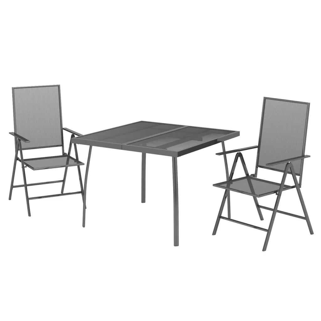 Set da Pranzo da Giardino 3 pz | Set Salotto da Giardino in Acciaio Antracite