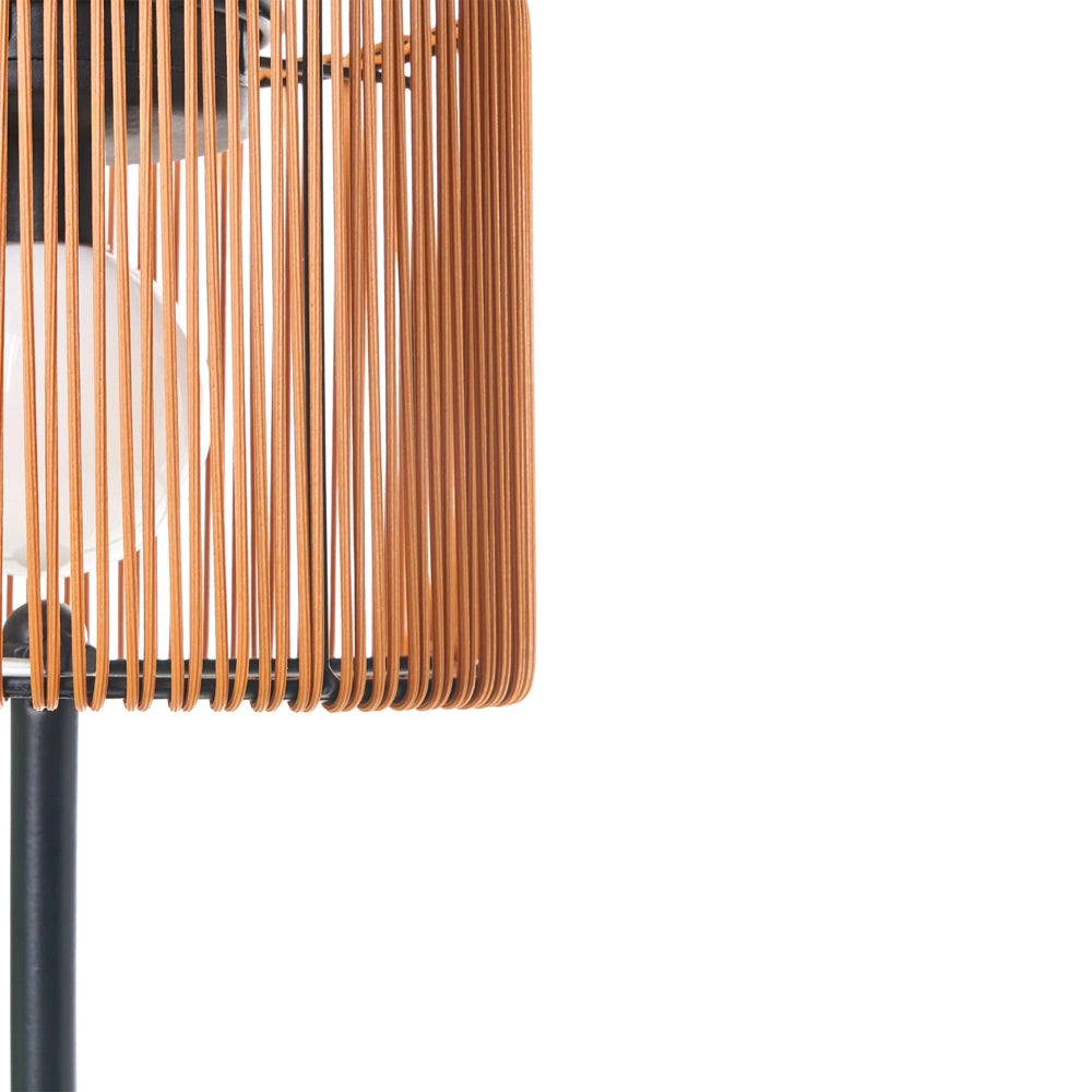 Lampada da terra a energia solare Marrone Materiale sintetico Base in ferro LED Giardino Patio A basso consumo energetico