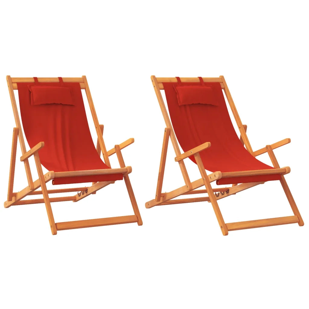 Sedie da Spiaggia Pieghevoli 2 pz in Tessuto Rosso 3214480