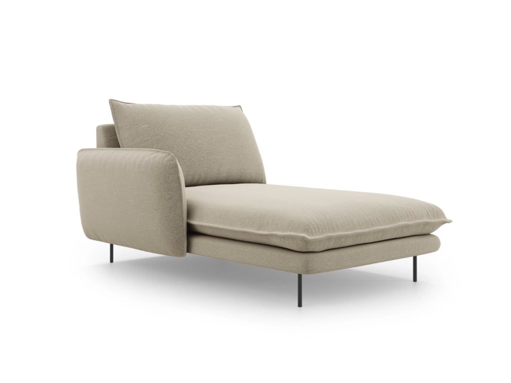 Cosmopolitan Design - Chaise longue sinistra "Vienna" in tessuto strutturato beige 