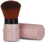 Kit di applicazione per trucco con design marmoreo, manico estensibile, pennello per blush e spazzola per powder - Beige, disposizione precisa, estensibile, elegante e pulito - Per pulire, estendere e modellare