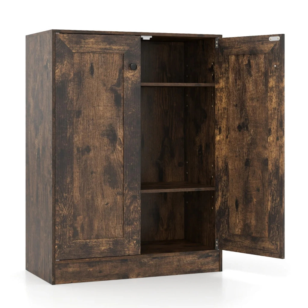 Mobiletto portaoggetti in legno 60 x 30 x 80 cm con ripiani regolabili e dispositivi di sicurezza rinforzati stile moderno legno marrone 20_0017544