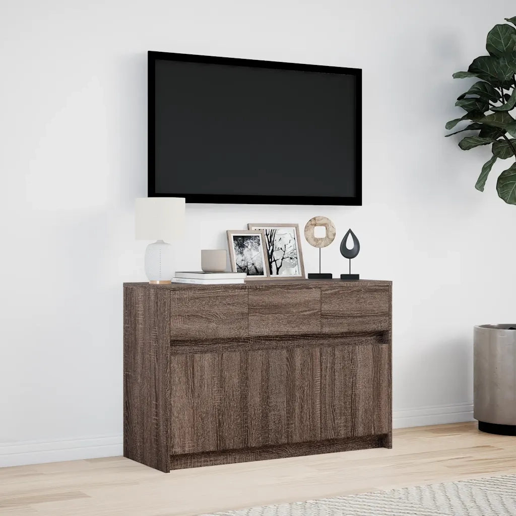 Mobile Porta TV con LED Rovere Marrone 91x34x61 cm Truciolato