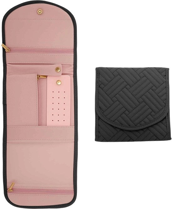 Organizzatore di gioielli con supporto per anelli - Etui per gioielli - Accessori da viaggio - Scatola di conservazione con chiusura a cerniera - Previene le graffette - Disegno finemente lavorato - Etui per gioielli