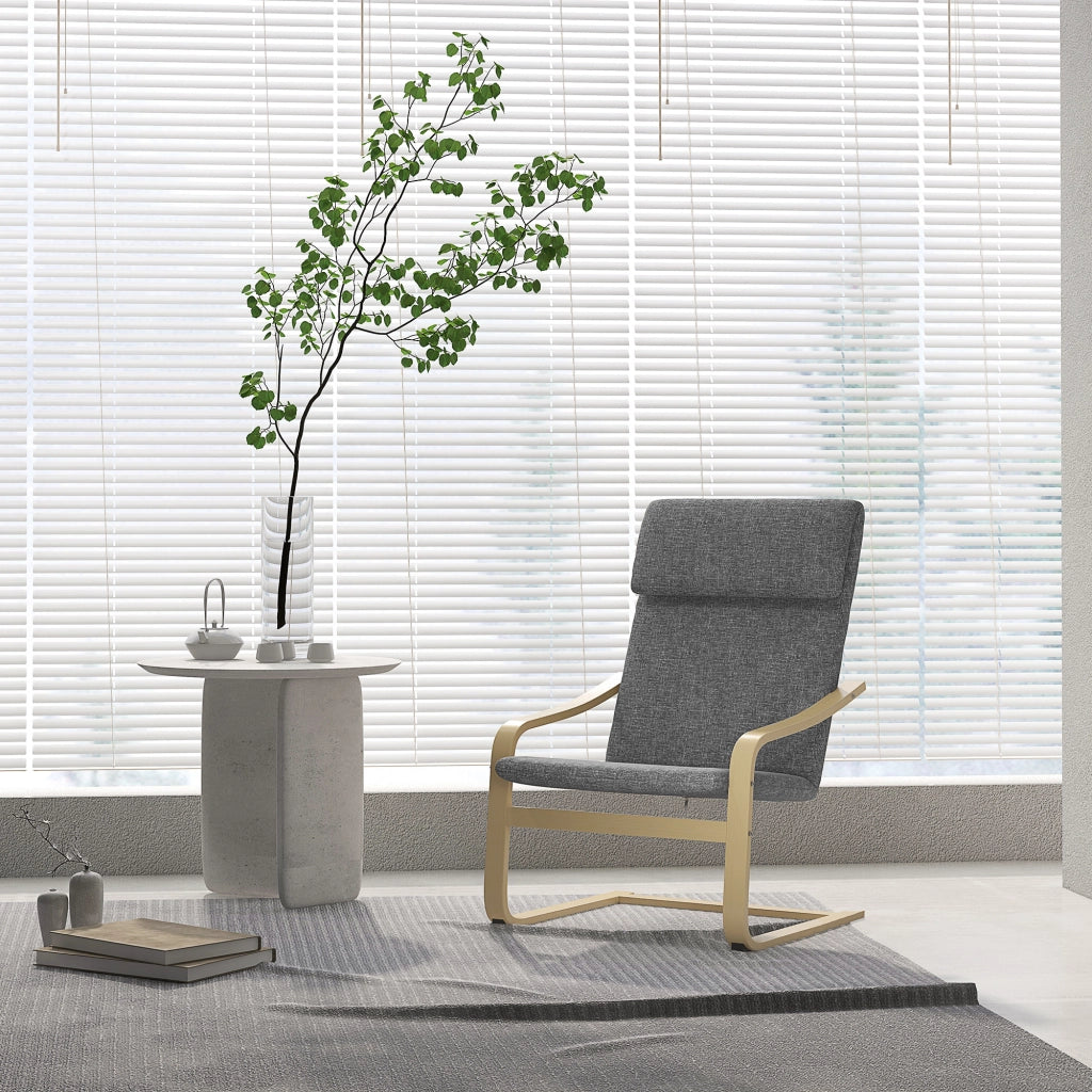Poltrona per soggiorno e camera con braccioli curvi e cuscino ¨C zephmum ¨C Tessuto grigio, 65x79x98 cm
