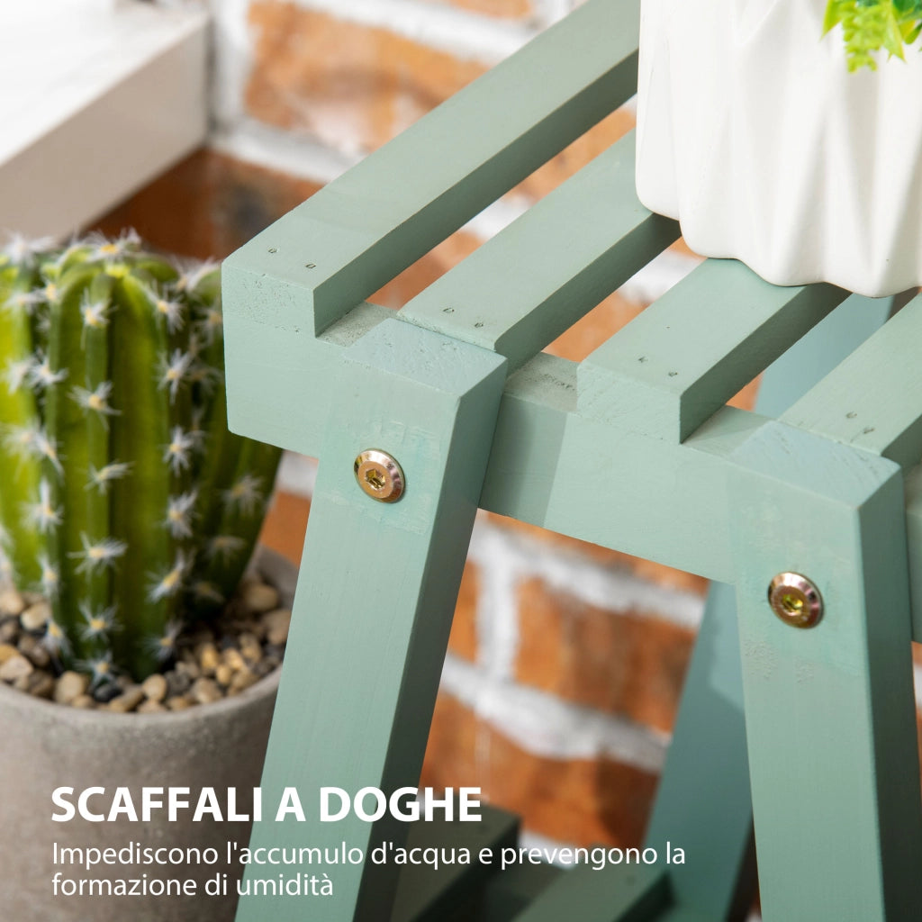 Portapiante a 3 Livelli in Legno ¨C zephmum ¨C Verde Chiaro 76x26x76 cm