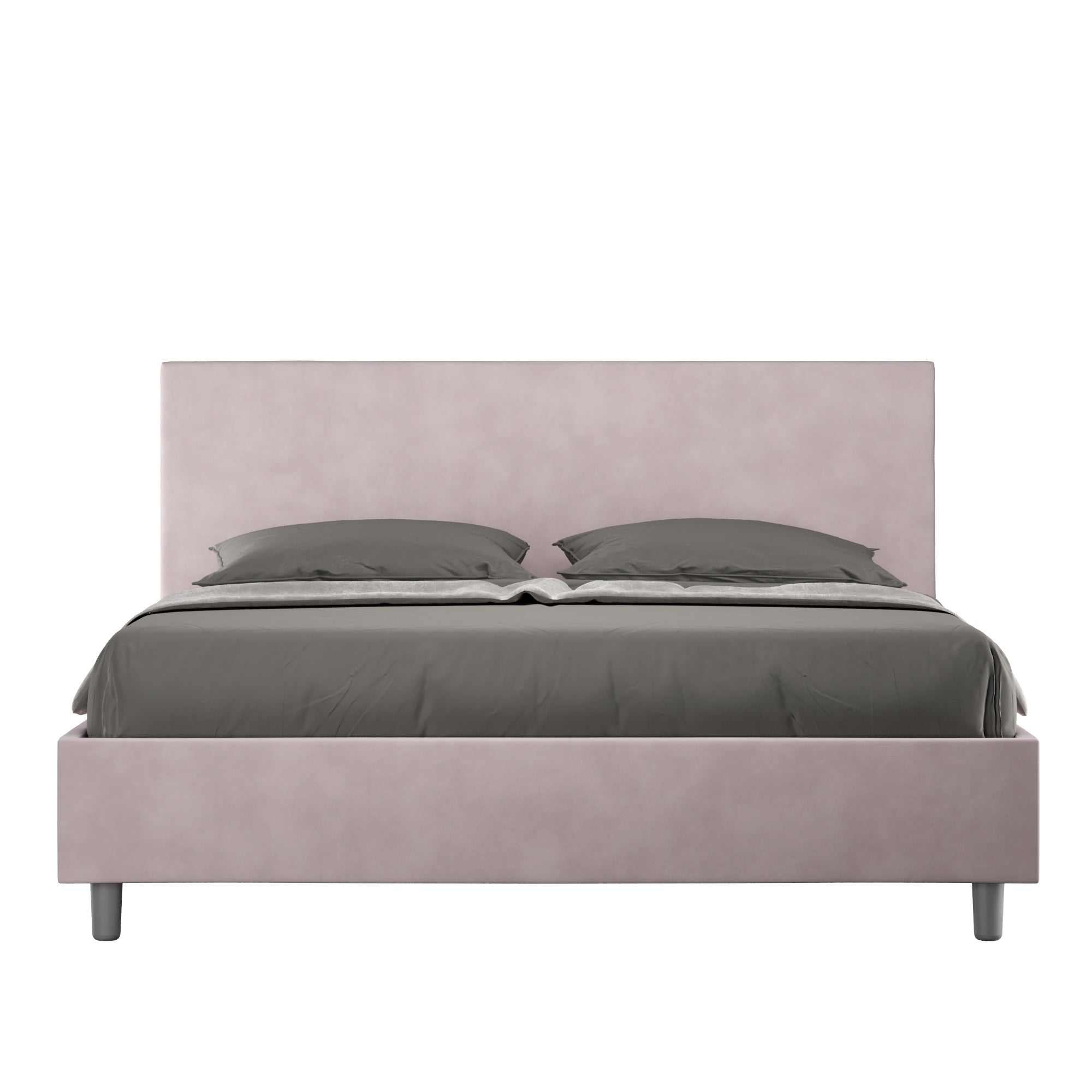 Letto Matrimoniale 160x190 cm con Rete e Contenitore Giroletto con Alzata Comoda Imbottito in Microfibra Adele Glicine