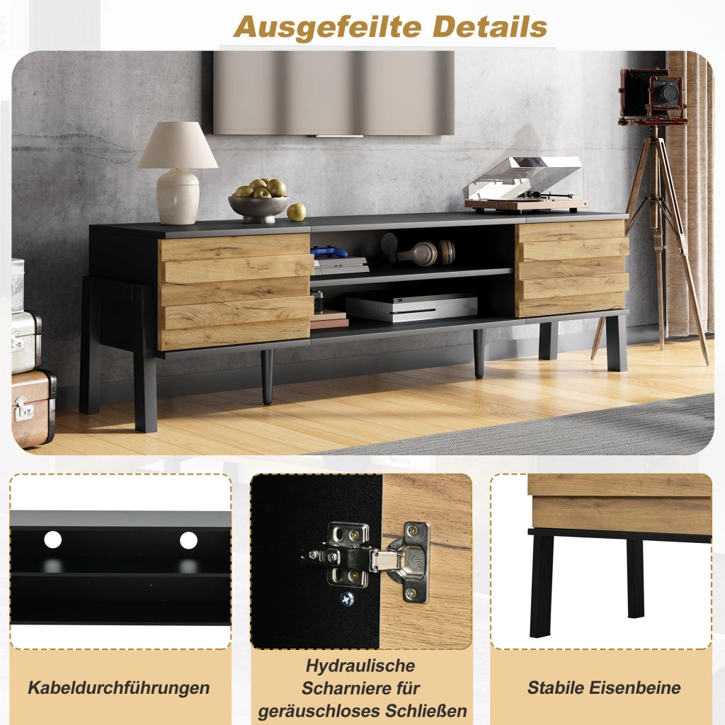 Cassettiera TV nera in truciolare lunghezza 175 cm