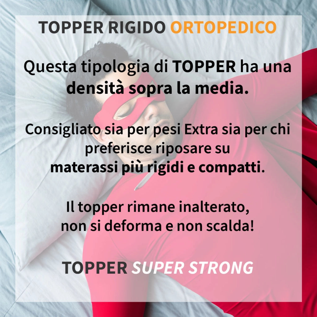 TOPPER RIGIDO Piazza e mezzo 120X200 Cm, Topper ortopedico contro il mal di schiena ALTO 7 Cm | Topper sfoderabile anallergico con elastici per fissaggio - MOD. FISIO H7