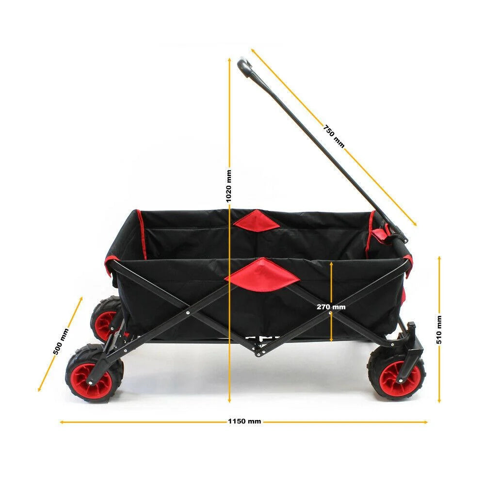 Carrello da trasporto pieghevole carrello a mano carrello da giardino 110 x 50 x 121 cm carrello da spiaggia pieghevole 16_0000764