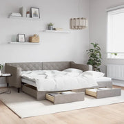 Divano Letto Estraibile con Cassetti-Sofa Letto-Daybed Tortora 100x200 cm Tessuto 619808