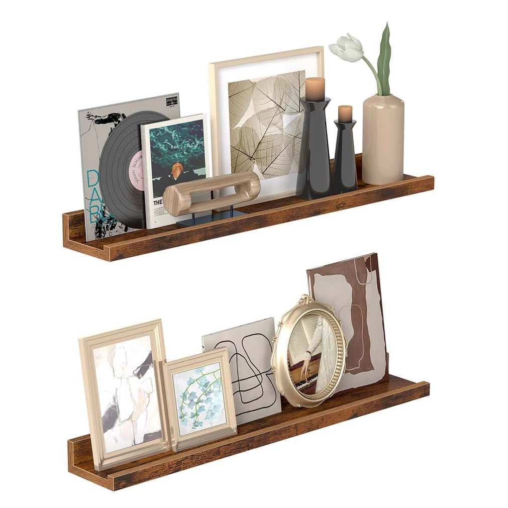 Mensole da parete set di 3 mensole sospese mensole sospese lunghe 38 cm con bordi alti per cornici decorazioni spezie per cucina soggiorno marrone rustico 12_0007858
