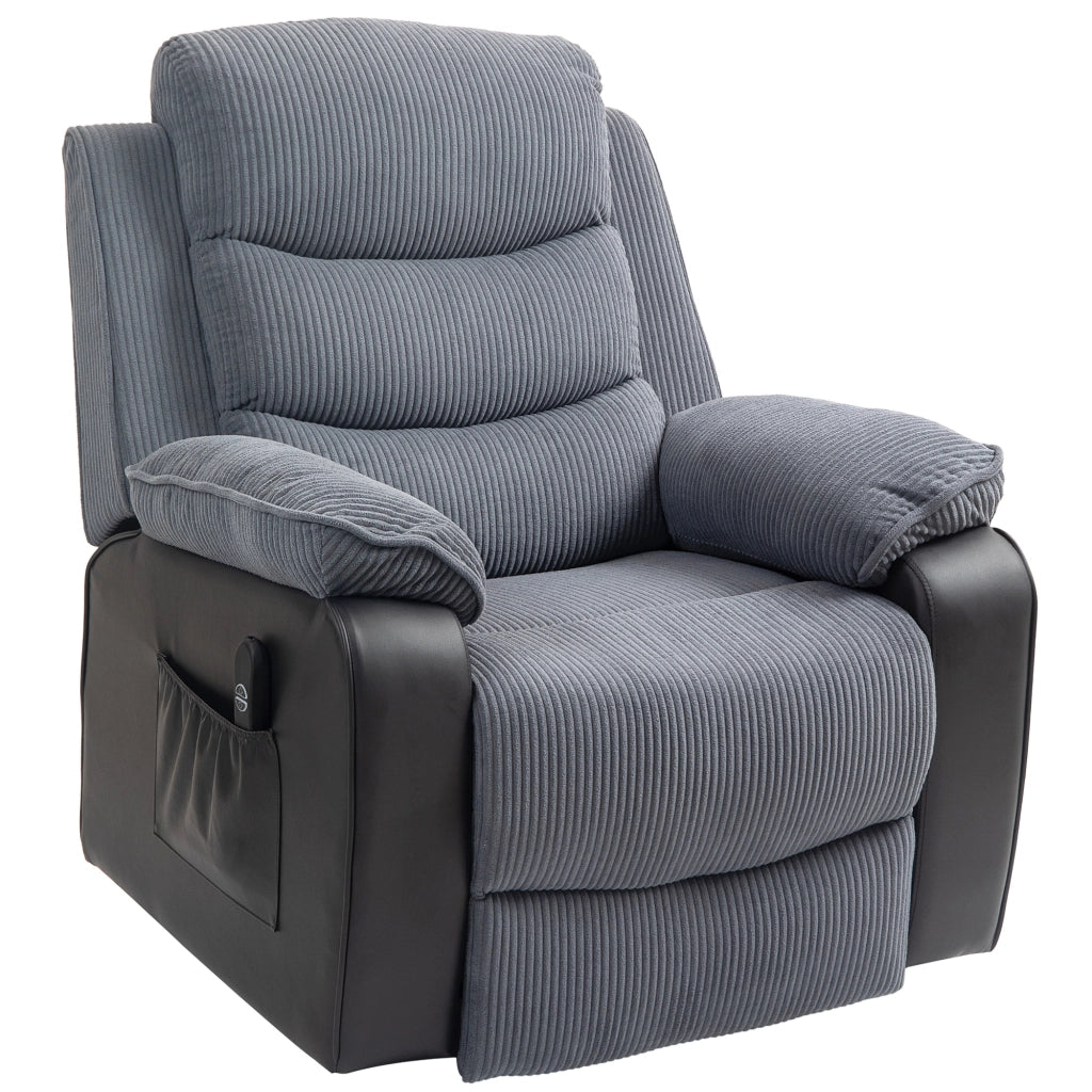 Poltrona Alzapersona Elettrica con Telecomando ¨C Xylo ¨C Tessuto Cord Grigio Scuro