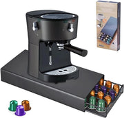 Capsule holder per 40 capsule - contenitore e dispensatore - piedi antiscivolo - nero con compartimenti a mesh per capsule Nespresso