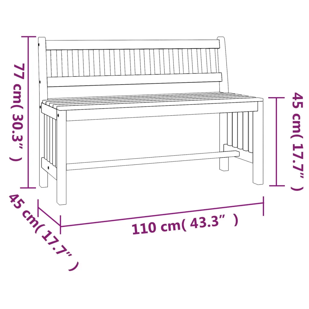 Panca da Giardino 110 cm Legno Massello di Eucalipto 363290