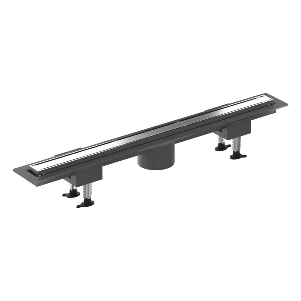 Canalina doccia 70 cm in alluminio reversibile scarico centrale, sifone e piletta inclusi