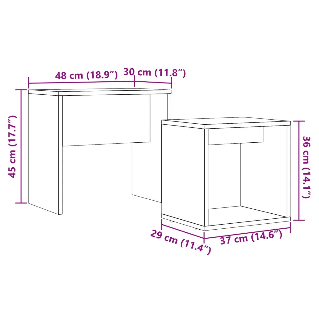 Tavolini Impilabili 2 pz Rovere Artigianale in Truciolato 856051