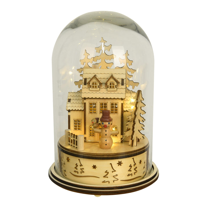 Sfera di Natale Paesaggio con Led H25 cm in Vetro e Legno