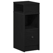 Comodino | Armadio da Notte | Mobiletto da notte con Cassetto Nero 25x31x66 cm