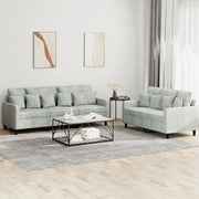 Set di Divani 2 pz con Cuscini Grigio Chiaro in Velluto 3201720
