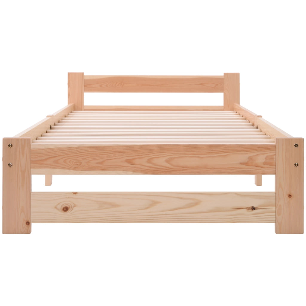 Letto in Legno Massello con Testiera e Doghe ¨C MINIMAL ¨C 90x200 Naturale