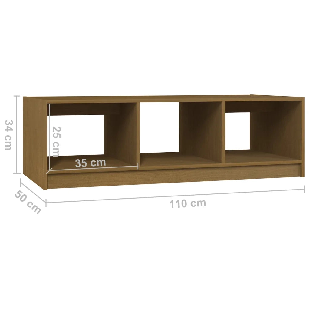 Tavolino da Salotto Miele 110x50x34 cm Legno Massello di Pino