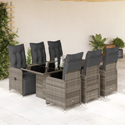 Set BistrÃ² da Giardino 7 pz con Cuscini in Polyrattan Grigio