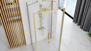 Cabina Doccia A Parete Rea Rapid Slide Brush Gold 140x100