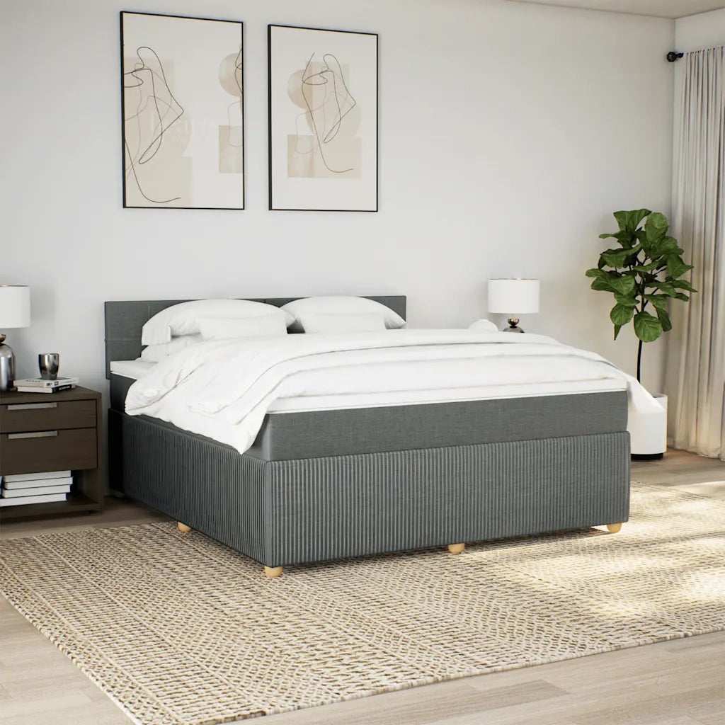 Giroletto a Molle con Materasso Grigio Scuro 180x200 cm Tessuto