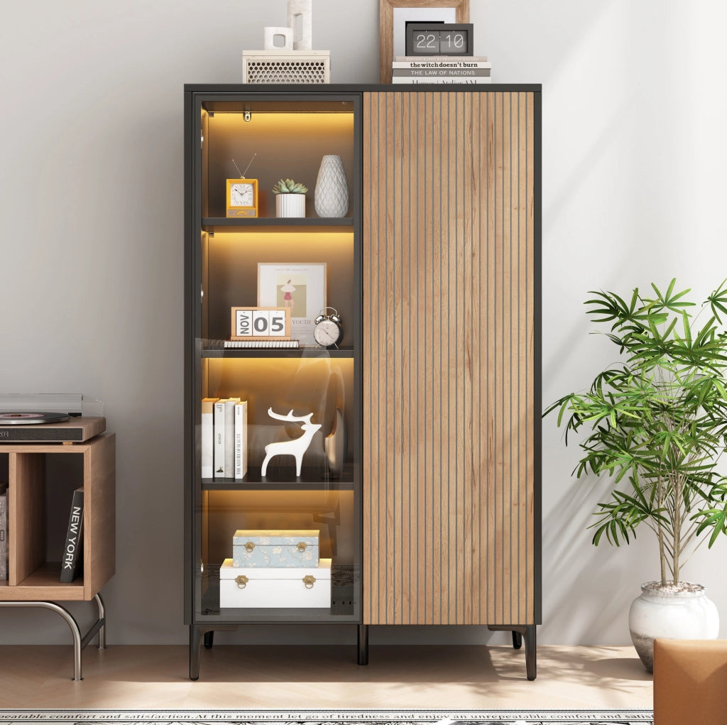 Vetrina moderna in MDF con LED RGB, 90×40×135 cm