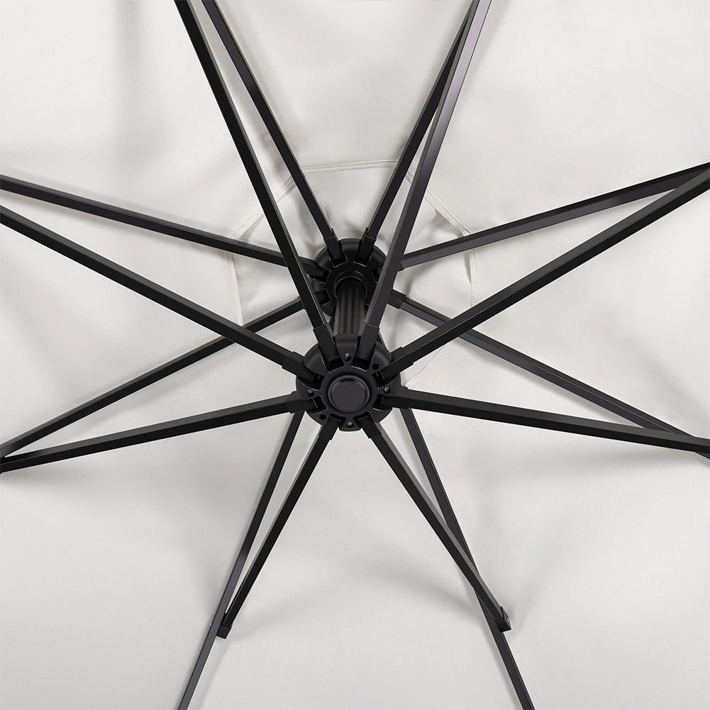 Ombrellone Giardino 3mt con Luce LED Solare Palo Decentrato con Carrucola Beige