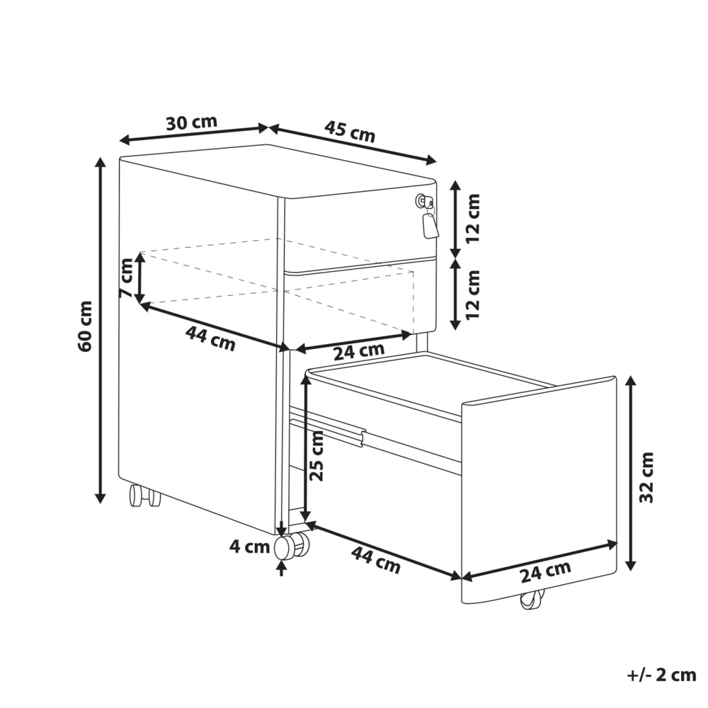 Armadietto mobile contenitore In Metallo Nero Con 3 Cassetti Con Serratura A Chiave Ruote Industriali Moderni Home Office Garage