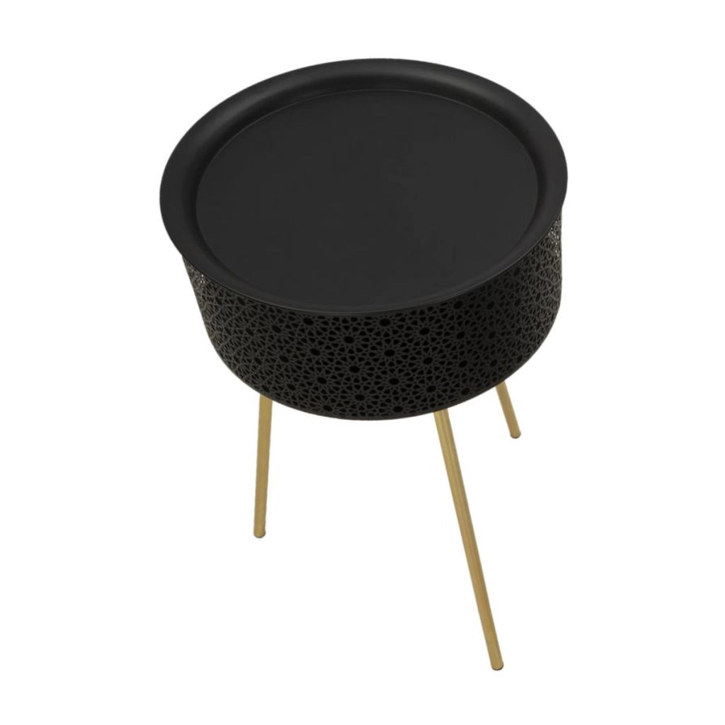 Tavolino VKH521, Nero, Metallo, 40x40x65 cm