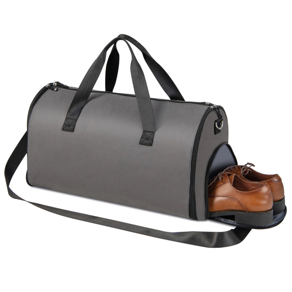 Borsa da viaggio con scomparto per scarpe tracolla regolabile, Borsa per indumenti impermeabile Grigio scuro-Attrezzatura da campeggio