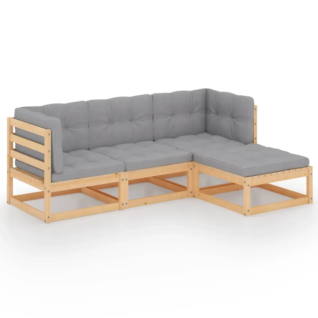 Set Divani da Giardino 4 pz con Cuscini Legno Massello di Pino cod mxl 50307