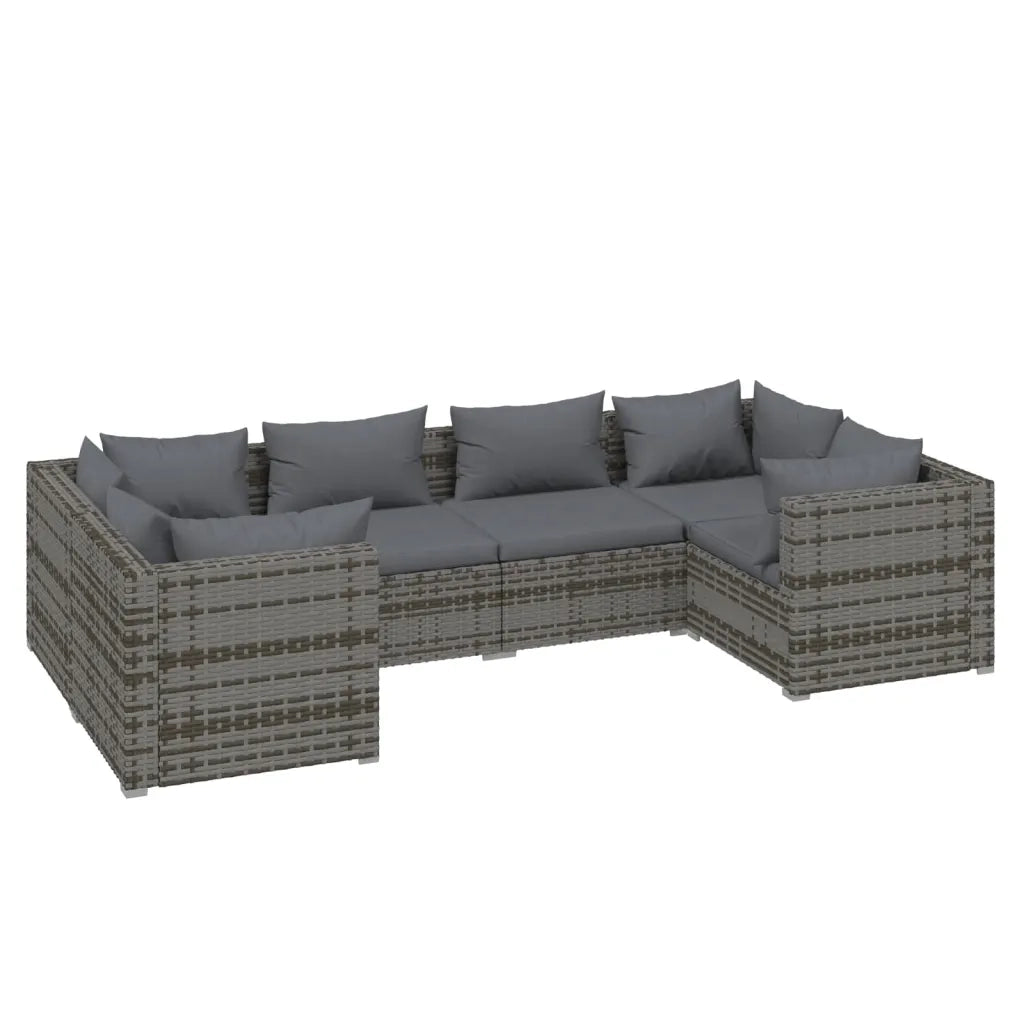 Set Divani da Giardino 6 pz con Cuscini in Polyrattan Grigio cod mxl 40413