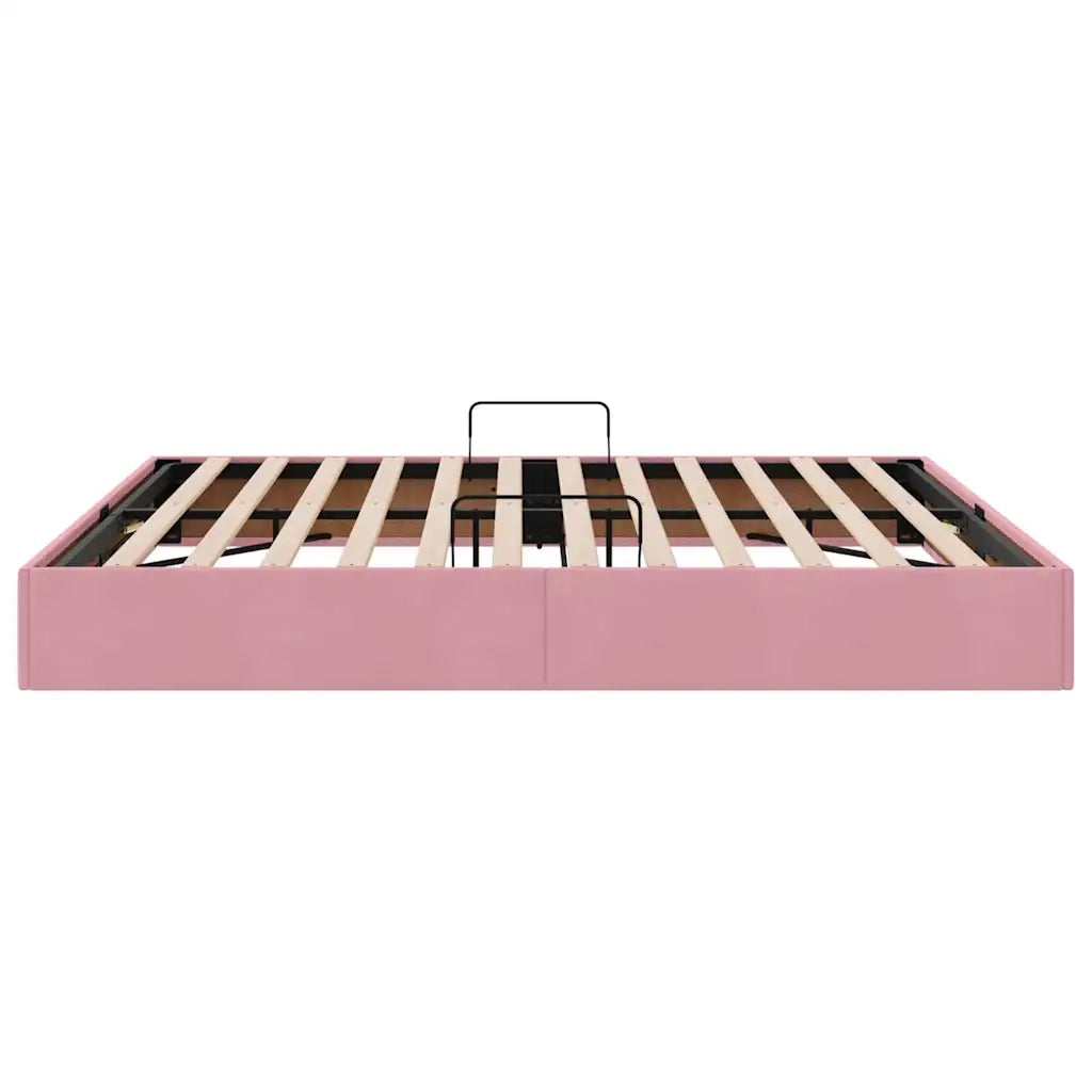 Letto con Contenitore con materasso-Struttura Letto con contenitore Rosa 180 x 200 cm Velluto