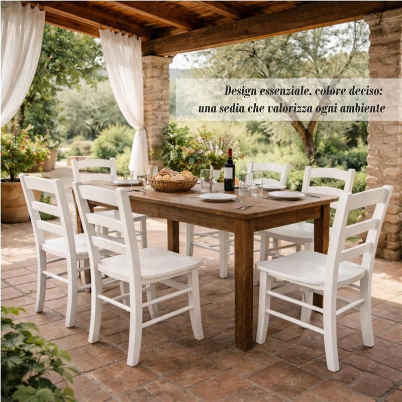 SET 2 SEDIE PAESANA IN LEGNO CON SEDUTA COMPATTA E SCHIENALE ALTOH 87 X L 45 X P 40 CM COLORE BIANCO